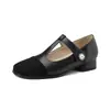 Exportação de Fábrica Sapatos Femininos de Tamanho Grande Dropshipping Formato T Bico Redondo Salto Baixo Sapatilhas Primavera & Outono Exportação Tamanho Grande Feminino A29-34 Super