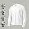 Camiseta de manga larga de otoño, capa base talla grande, cuello redondo para hombre, top simple y holgado, estilo coreano, camiseta estampada de moda