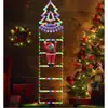 Luzes de LED para Escada de Natal Boneco do Papai Noel Subindo Escada Luzes Decorativas Árvore de Natal
