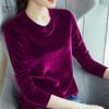 2021 nuevo otoño e invierno terciopelo dorado con camiseta de manga larga forrada de vellón camiseta de talla grande marea superior