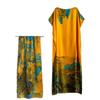 Vestido de Estilo Túnica Africana de Venta Caliente Transfronterizo, Falda de Seda Sintética, Vestido Talla Grande, Conjunto de Dos Piezas con Chal Protector Solar, Estampado al por Mayor
