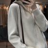 Cárdigan de lana nuevo de otoño e invierno para mujer, suéter holgado con cremallera, abrigo de medio cuello alto, suéter de cachemira grueso de punto, ropa exterior