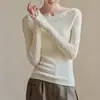Suéter de Punto Hueco Base Crochet Cuello Redondo Lana Hilada Fina Hilo Yangtsé Alemán