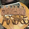 Funda Flip de Cuero Aterciopelado Adecuada para Carcasa de Teléfono iPhone 17, Apple 15/14 Dibujos Animados Lindo Oso Cordón 11/12 Suave