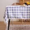 Toalha de Mesa Xadrez Yimanqi Yun, Tecido Xadrez de Algodão e Linho, 12 Cores, Toalha de Mesa com Franjas, Fornecimento Direto da Fábrica
