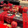 Nuevo Juego de Decoración de Mesa de Café para Sala de Estar Estilo Chino, Decoración de Ambiente de Boda, Mantel, Vajilla, Decoración de Habitación de Boda, Camino de Mesa, Tazas de Té