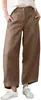 Calça cropped de perna larga elegante e afunilada de cor sólida com botões, nova para o verão, casual, solta, de cintura alta, transfronteiriça europeia e americana