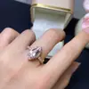 Anel de Morganita Natural, Alta Clareza, Brilho Intenso, Pedra Solta Tamanho 6*12mm, Exquisitamente Incrustado em Prata de Lei S925