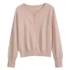 Otoño Invierno Nuevo Estilo Cardigan de Punto Holgado Delgado de Manga Larga Estilo Coreano Casual Abrigo Suéter Top para Mujer