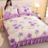 Juego de Cuatro Piezas de Terciopelo de Leche Engrosado para Invierno (4-4.5 kg) Juego de Ropa de Cama de Coral Fleece Otoño/Invierno con Faldón de Cama, Venta Directa de Fábrica, Venta al por Mayor y Dropshipping