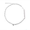 Nuevo collar coreano de perlas reflectantes para mujer, moderno, luminoso, con perlas de colores, con costuras cruzadas y cadena de clavícula.