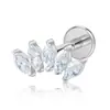 Aretes de Titanio G23 de Venta Caliente Transfronteriza para Mujer, Piercing de Labio de Cinco Eslabones con Circonita, Piercing de Hélice, Piercing de Lengua, Joyería para Piercings Corporales