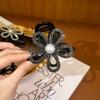 Presilha Avançada Brilhante de Diamante Flor Oca para Pegar Cabelo na Parte de Trás da Cabeça Feminina Presilha Tubarão Girassol Brilhante para Pegar Cabelo de Rabo de Cavalo Alto