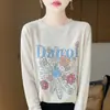 26 Verano Nuevo Estilo Campestre Francés Estampado Floral Fresco y Artístico Aspecto de Pintura al Óleo Versátil Suéter de Punto Casual para Mujer