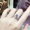 Suministro en Vivo de Fábrica Corona Gota de Agua Princesa Diamante Cuadrado Quilates Anillo Femenino pt950 Diseño Nicho Anillo de Doble Diamante