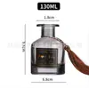 Botella de Aromaterapia en Forma de Barriga Grande en Stock, Botella Vacía de Vidrio, Difusor de Botella con Varillas de Ratán y Flores Secas sin Llama, Alto Valor Estético, con Tapa, Color Gris Humo, Forma Redonda
