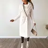 Amazon AliExpress Explosiones Otoño e Invierno Sencillo Manga Larga Doble Botonadura Lana Abrigo Mujer