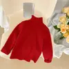 Suéter de cuello alto de invierno para niños 2023 Niños y Niñas Bebé Color Sólido Engrosado Jersey Cuadros Tejido Camiseta Interior