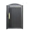 Fabricante de Porta de Pátio em Liga de Alumínio Venda Direta Entrada de Pátio Moderna Design de Abertura Dupla Padrão Geométrico Preto Dourado Tamanho Personalizável