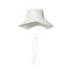 Chapéu de Sol Bie Estilo Resort à Beira-Mar com Aba Larga e Tira, Chapéu de Pescador para Uso Externo para Mulheres, Chapéu de Proteção Solar de Verão