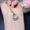 Colgante de Piedra de Uva Natural, Tipo Hielo con Fluorescencia, Cristal Limpio, Plata 925 Finamente Incrustada Piedra Principal 9*13mm