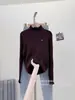Camiseta básica de punto con cuello semi-alto y volantes estilo coreano para mujer, suéter ajustado de manga larga para otoño e invierno, top versátil de color liso