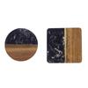 Posavasos de mármol con costuras de madera de acacia, redondo, cuadrado, para café, té, fábrica, multiforma, multicolor, fuente