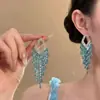 Pendientes de Borla Completamente Diamantados, Frescos y Elegantes, Pendientes Largos Vintage de Lujo Ligero, Estilo de Alta Gama, Pendientes de Declaración para Fiesta Nocturna