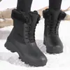 Botas de neve de cano alto plus size transfronteiriças para mulheres, botas de esqui, botas de algodão para clima frio do Nordeste, forradas com fleece para aquecimento, botas de inverno para caminhada ao ar livre