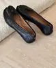 Zapatos de Ballet Plegados de Piel de Vaca M6 Pestaña Punta Dividida Planos Otoño Zapatos de Patas de Cerdo Una Pierna Boca Baja Estilo Nicho Mujer