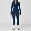 Macacão forrado com fleece para outono e inverno, macacão de yoga justo, macacão quente para atividades ao ar livre, conjunto para corrida e fitness 8445