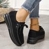 Comércio exterior transfronteiriço plus size 2024 primavera e verão novo plus size cadarço europeu e americano sapatos de camada única sola grossa sapatos femininos casuais tamanho 43