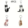 Llavero de gato esmoquin blanco y negro acrílico, diseño de doble cara, adorno para llavero de mascota, adecuado para mochila