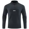 Camiseta de Manga Larga para Exteriores de Otoño para Hombre Elástica Transpirable de Secado Rápido Deportiva Casual Media Cremallera Superior Sudadera Deportiva para Hombre