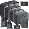 Conjunto de Armazenamento para Viagem Amazon Bolsa de Armazenamento para Viagem Conjunto de Oito Peças Bolsa de Armazenamento para Organização de Roupas de Viagem