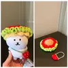 Gorro de dibujos animados de hamburguesa tejido a mano 13cm ropa de muñeco oso autocrítico 10cm muñeco de algodón accesorio de tocado lindo