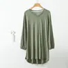 Camiseta de Verano Fina de Modal de Nueve Mangas para Mujer con Cuello en V Talla Extra Grande Top Holgado Casual Camiseta Base para Aire Acondicionado