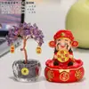 Estilo Chinês Pequeno Deus da Fortuna Árvore da Fortuna Amarelo Ametista Ornamento para Estação de Trabalho de Escritório Decoração de Entrada da Sala de Estar Gabinete de TV Gabinete de Vinho