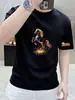 Camiseta de Manga Corta de Algodón Puro con Estampado de Caballo para Hombre, Estilo Rojo de Alta Gama para el Año del Caballo 2026, Top para el Año de Nacimiento