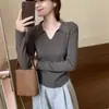 Suéter negro estilo japonés para mujer, estilo básico de otoño e invierno, corte ajustado, elástico, suave y acogedor, cuello polo, prenda interior de punto