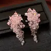Aretes de Borla de Cuentas de Vidrio Flor de Aguja Plateada, Elegancia Francesa, Temperamento Único, Lujo Ligero, Pendientes de Gama Alta al por Mayor
