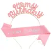 Diadema Rosa de Cumpleaños y Set de Correa para el Hombro Transfronterizo El "Mi Cumpleaños Correa de Satén con Encaje Suministros para Fiesta"