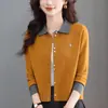 Nuevo cárdigan de punto con bloques de color y solapa estilo coreano Otoño/Invierno 2026, suéter top de lana suave elegante para mujer con botones delicados
