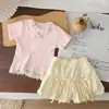 Conjunto de Verano para Niñas, Nuevo Elegante Conjunto de Manga Corta Estilo Urbano para Niños, Moderno Conjunto de Dos Piezas para Bebés y Niños Pequeños