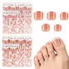 Puntas de uñas de los pies pequeñas, frescas, de estilo corto, estilo francés, arte de uñas de los pies minimalista, 160 piezas por caja, pegatinas de uñas removibles