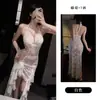 Lencería sexy Guiruo, translúcida de malla con cuello halter, cordones, con aros, push-up, minivestido, camisón Z7392