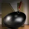 Wok Tradicional de Hierro, Wok Antiguo, Hierro Forjado, Sartén Antiadherente para el Hogar, Sin Recubrimiento Adecuado para Estufa de Gas