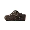 Sandálias Birkenstock de bolinhas sola grossa 7CM de aumento de altura sapatos femininos 2026 novo outono slip-on externo bico fechado meio chinelos