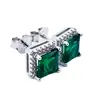 Brincos de Prata S925 com Esmeralda de Cultivo para Mulheres, Brilhantes Cravejados com Diamantes, Versáteis para Uso Diário, Presente, Brincos Vintage de Alto Padrão