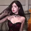 Colar Gargantilha Coração Vermelho Escuro de Halloween Estilo Punk Gótico Retrô Sexy Renda Exagerada